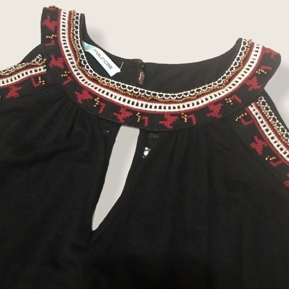 MAURICES Beaded Embroidered Cold Shoulder Lace Top - Picture 3 of 10